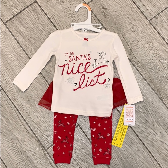NWT Carter’s 3pc Santa's Nice List Pajama Set - Picture 3 of 4